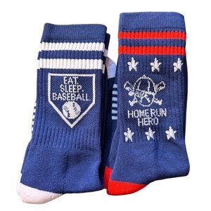 NWT Unisex Baseball Crew Socks, Great Gift For Fans, 2 Pairs One Size 8-13